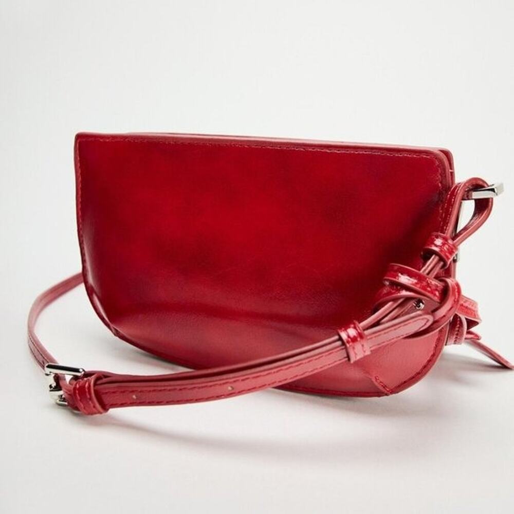 Zara NWT Red Mini Crossbody Shoulder Bag Flower Charm - Picture 14 of 14